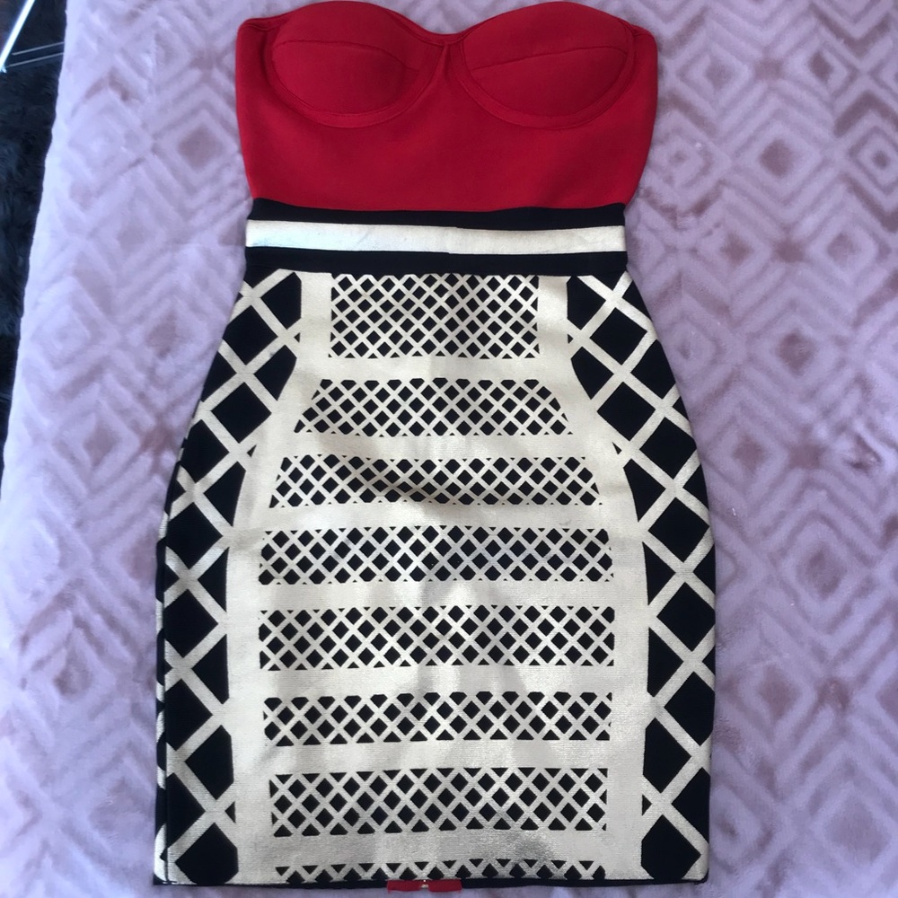 Strapless Geo Bodycon Dress